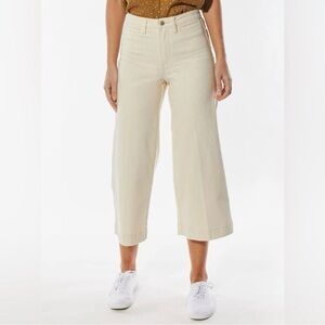 OAT New York Clean High Rise Wide Leg Crop Pants Cream Size 25